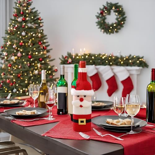 2pcs Christmas Sweater Wine Bottle Cover F4239