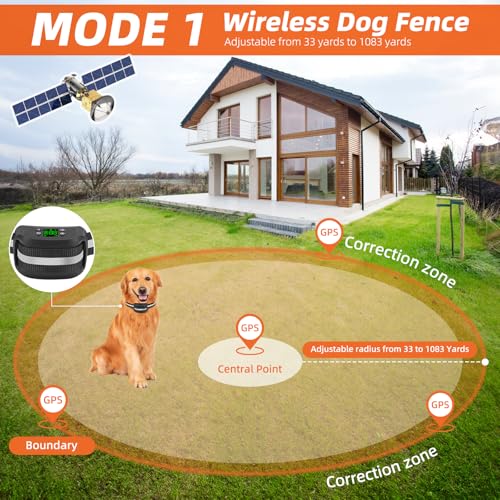 2-in-1 GPS Wireless Dog Fence & Remote Training Collar J739