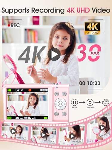 4K 48MP Compact Point and Shoot Digital Camera with 32GB Card W2530