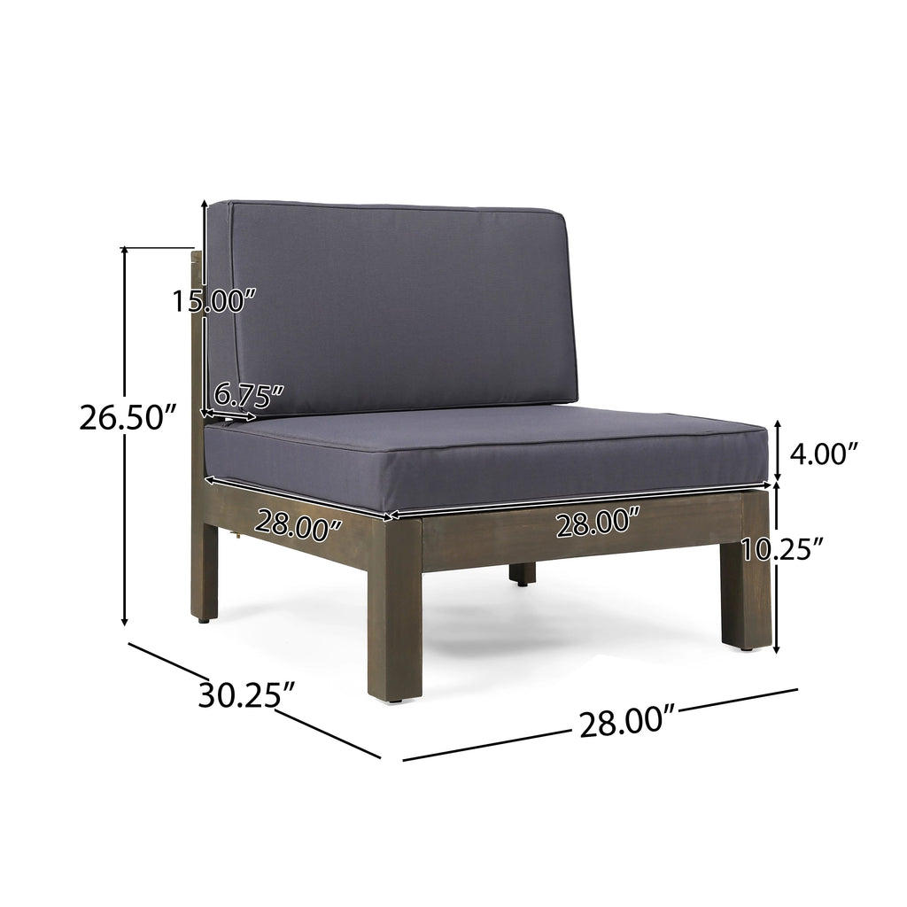 Acacia Wood 8 Seater Sectional Sofa Chat Set with Cushions E5697