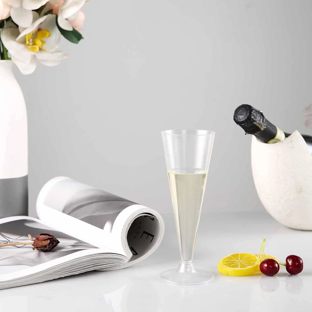 Clear Disposable Plastic Champagne Flutes Set Of 12 K501
