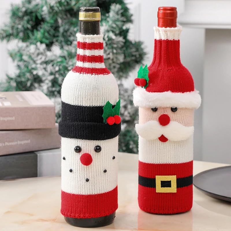 2pcs Christmas Sweater Wine Bottle Cover F4239