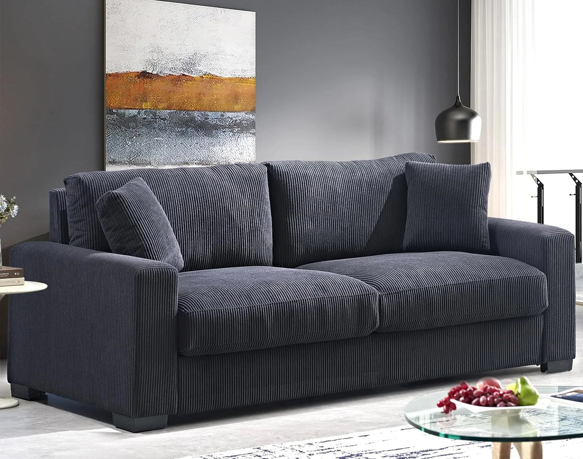 Corduroy 3 Seater Sofa with 2 Toss Pillows X276755