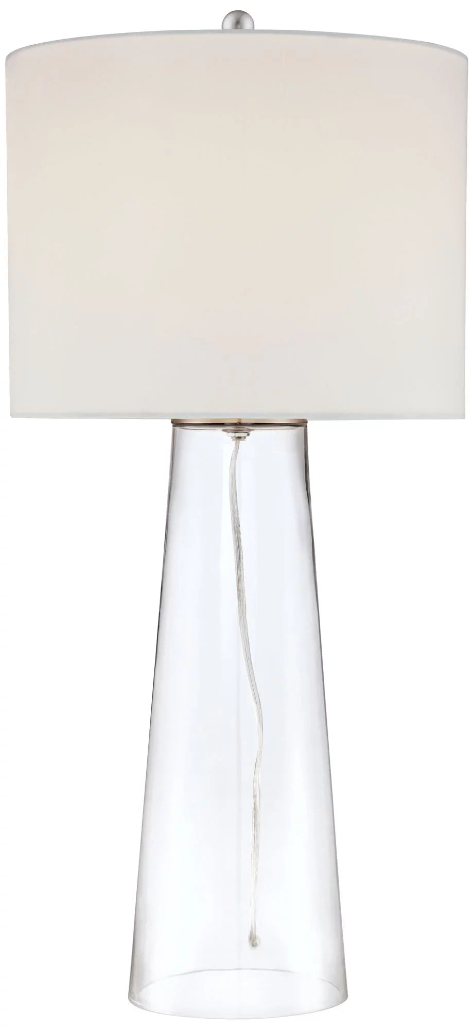 30" Tall Clear Glass End Table Lamp with White Shade P97657