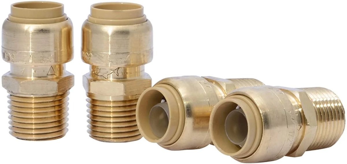 1/2 Inch MNPT Push to Connect Brass Fitting, Pack of 4 J927011