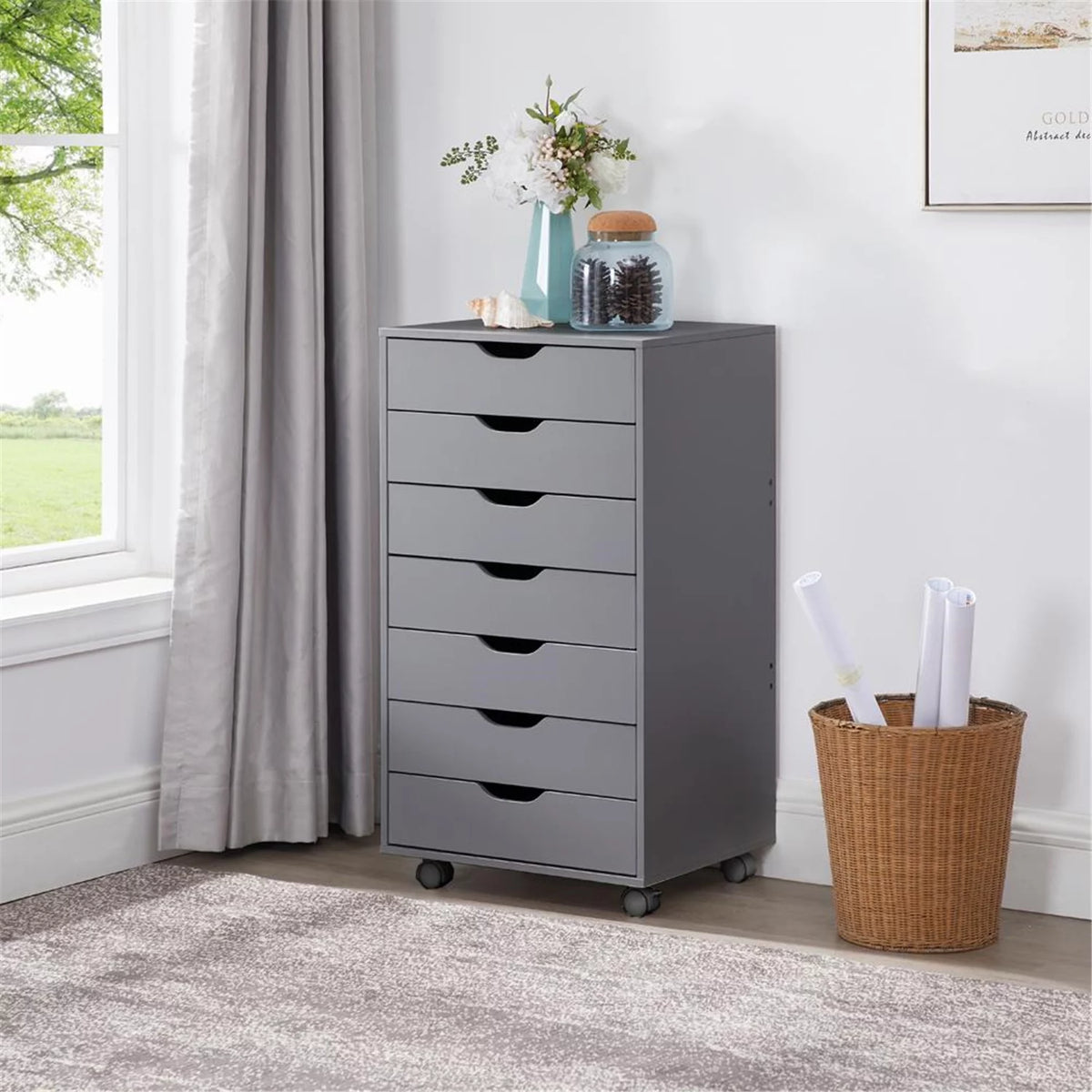 White 7 Drawer Dresser S689