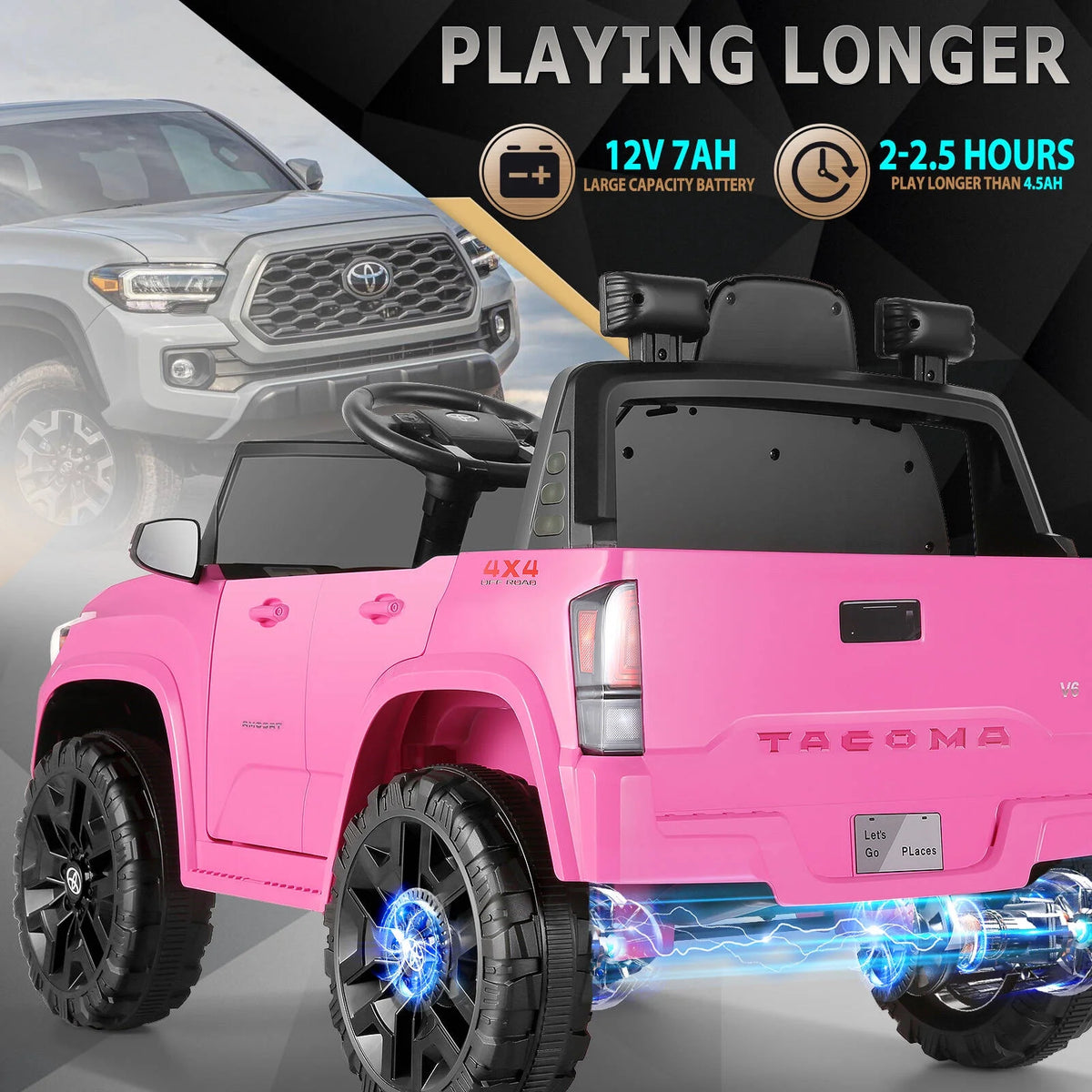 12V Battery Powered Electric Ride on Car Truck with Remote Control, Pink C7312