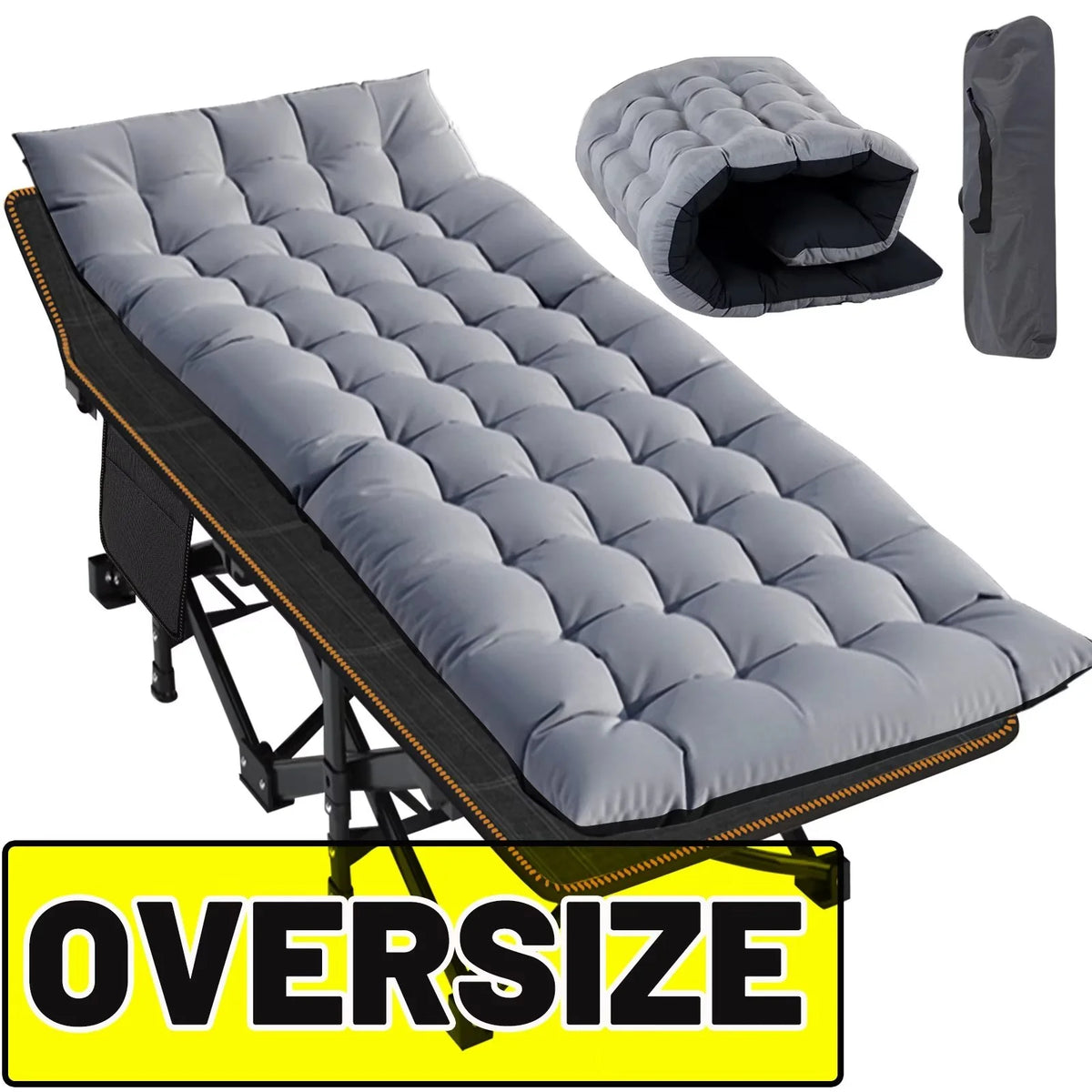 2 Pack Oversized Portable Folding Bed with Mattress and Carry Bag T881926