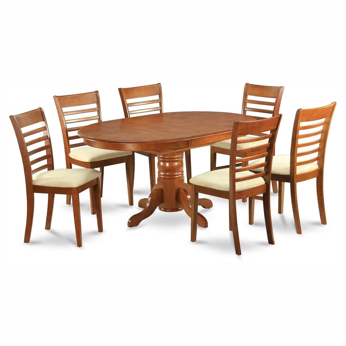 5 Piece Pedestal Oval Dining Table Set with Microfiber Seat Chairs N274