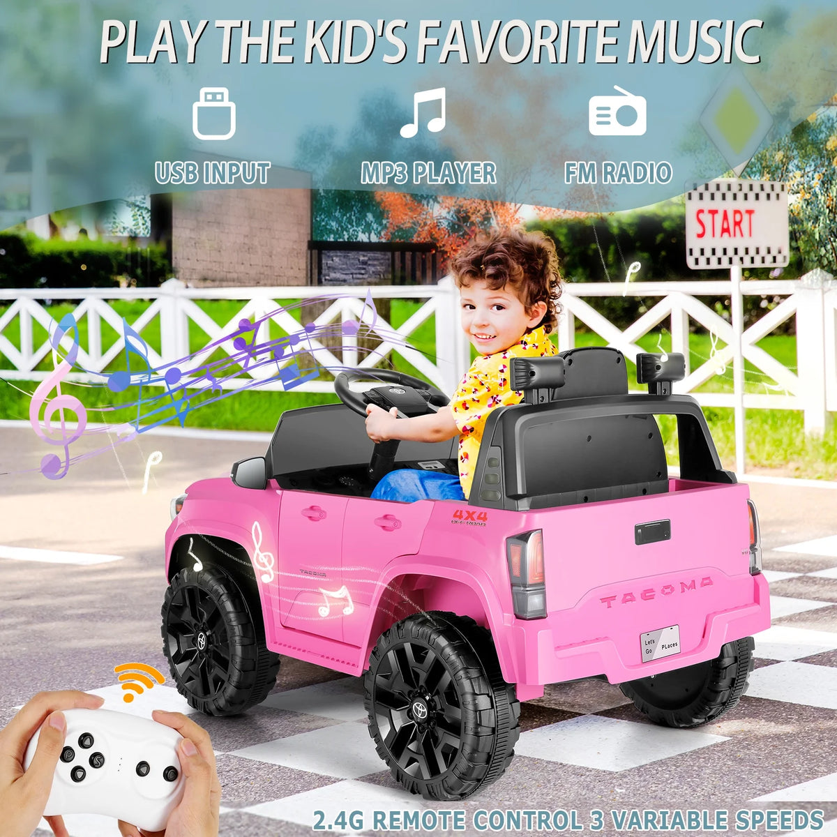 12V Battery Powered Electric Ride on Car Truck with Remote Control, Pink C7312