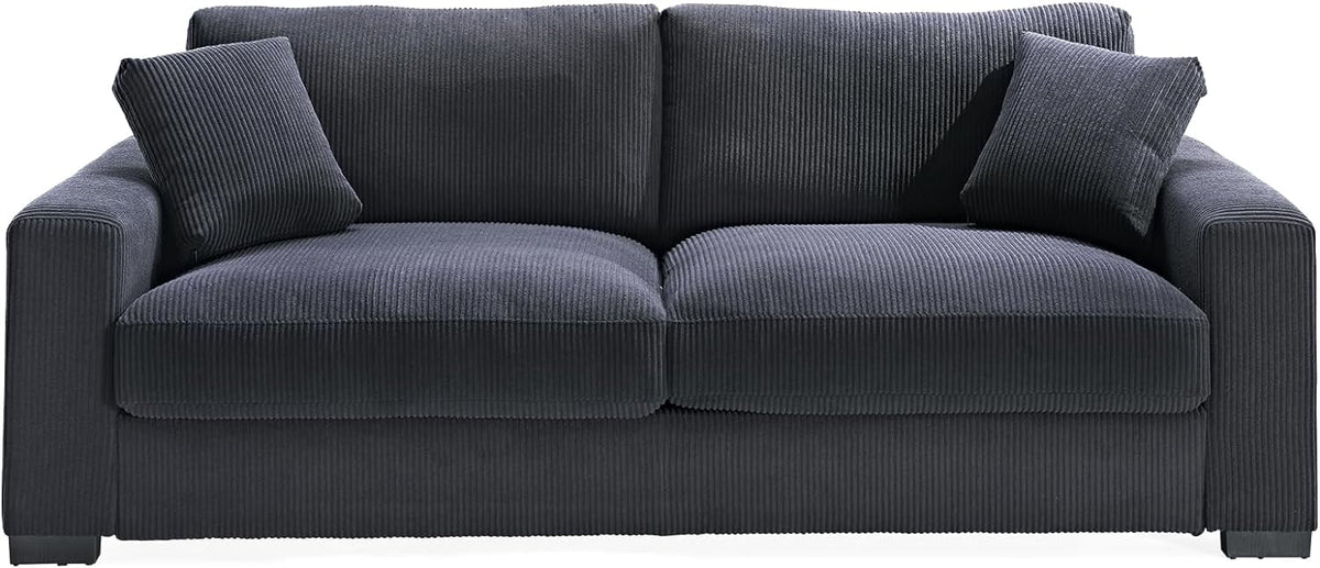 Corduroy 3 Seater Sofa with 2 Toss Pillows X276755
