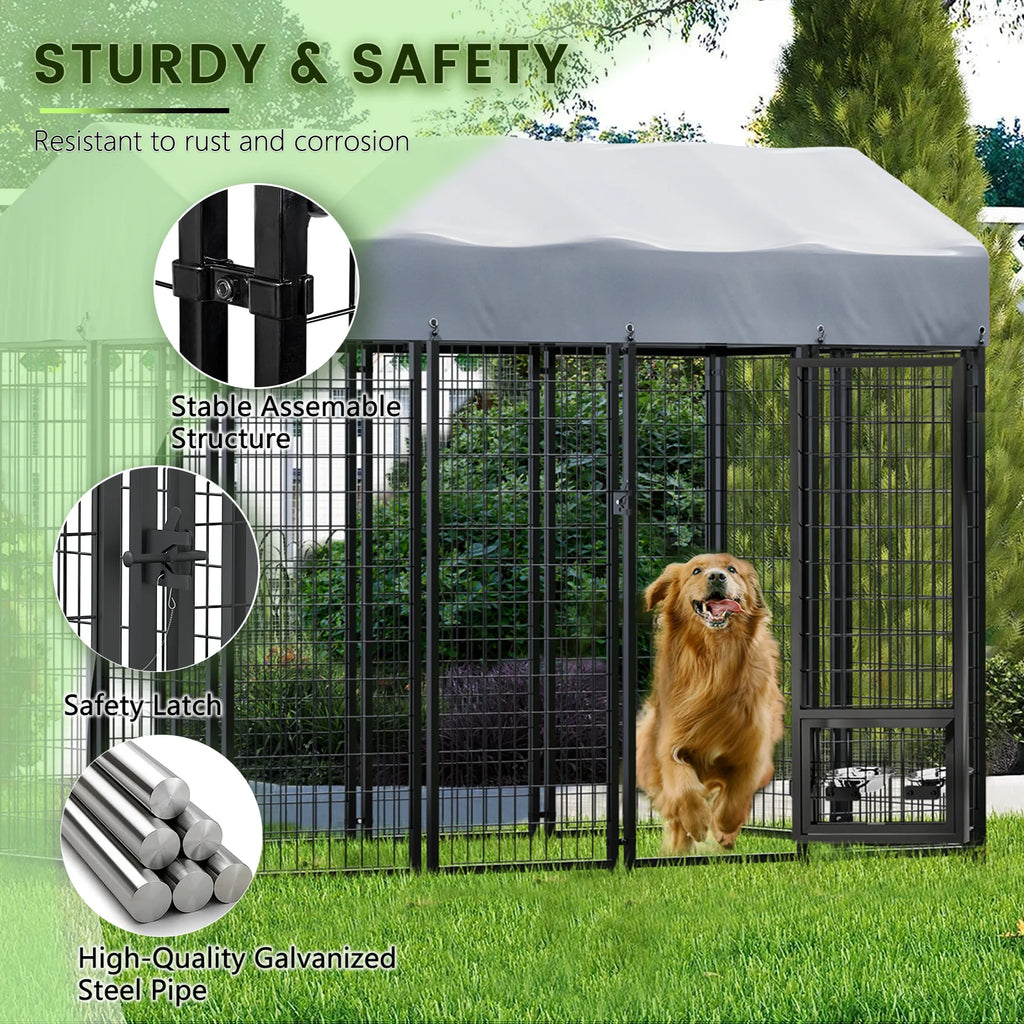 8x4x6 FT Outdoor Dog Kennel with Rotating Dog Bowl O992827
