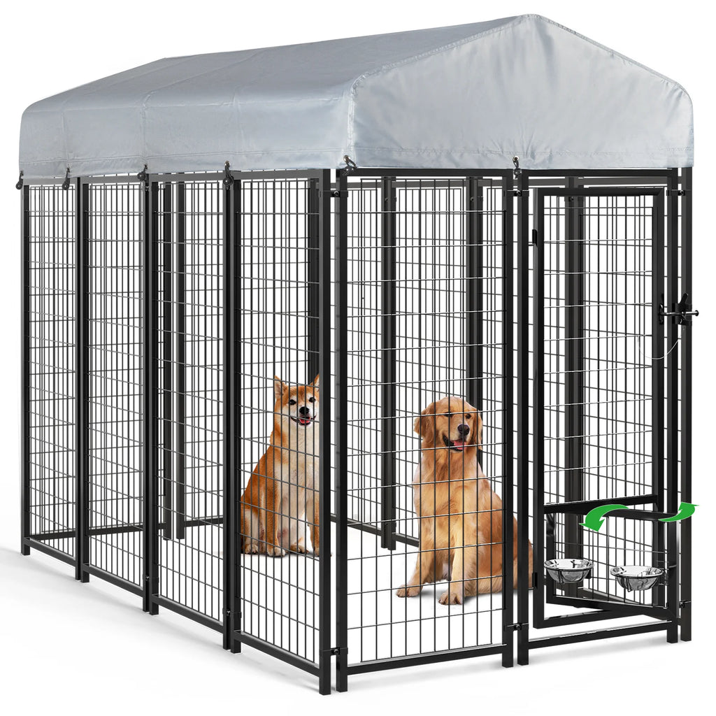 8x4x6 FT Outdoor Dog Kennel with Rotating Dog Bowl O992827