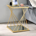 Gold 16-inch Glass 1-Shelf Side Table C68977