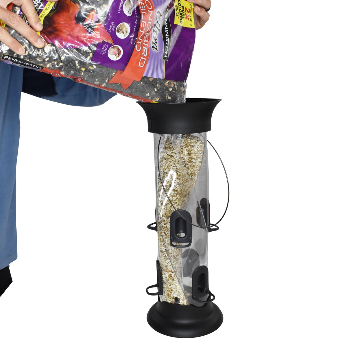 Black Recycled Resin Wild Bird Tube Feeder, 5 lb. Capacity M703