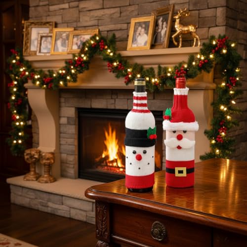 2pcs Christmas Sweater Wine Bottle Cover F4239