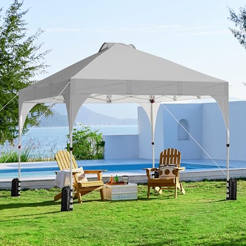 10x10 Pop Up Canopy Tent with Wheeled Bag, White D596389