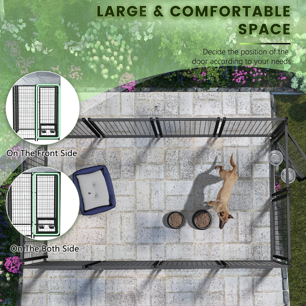 8x4x6 FT Outdoor Dog Kennel with Rotating Dog Bowl O992827