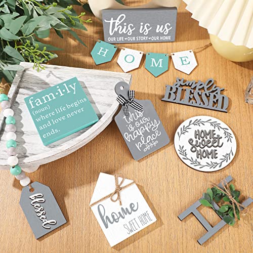Two Tiered Tray with 11 Pcs Wooden Signs U3452