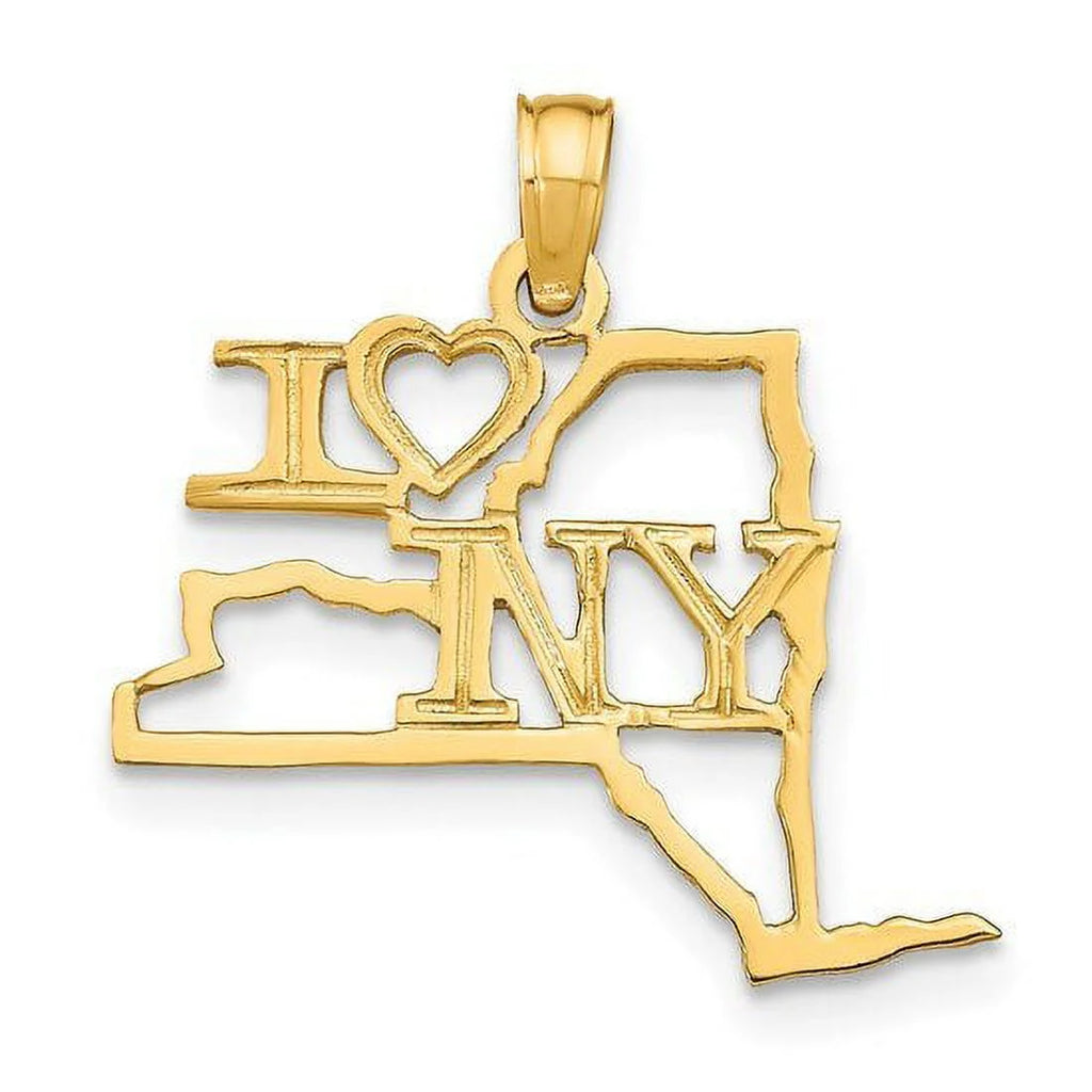 14k Yellow Gold New York State Pendant B328