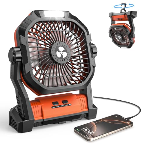 27000mAh 8 inch USB C Rechargeable Camping Fan with LED Lantern V504