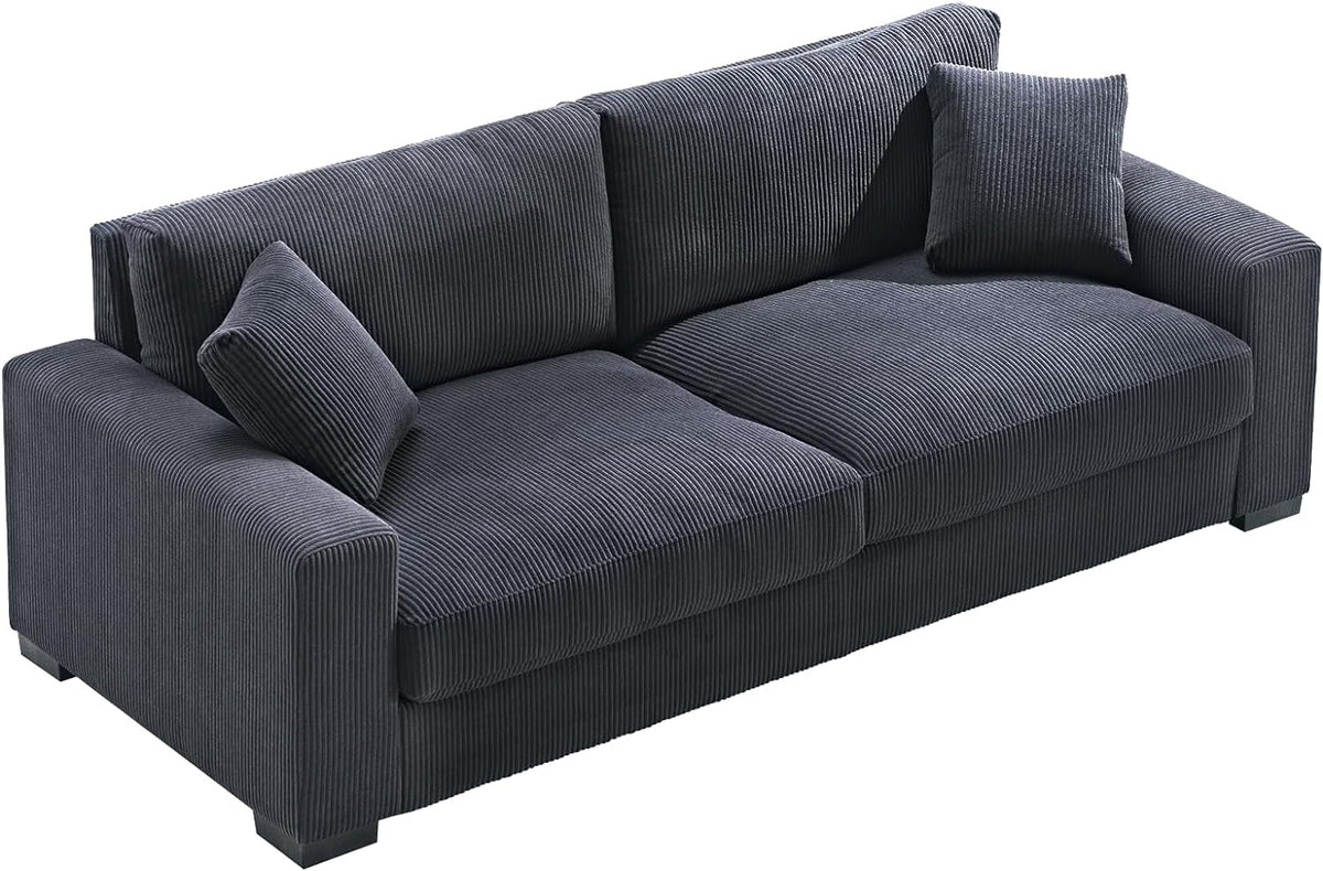 Corduroy 3 Seater Sofa with 2 Toss Pillows X276755