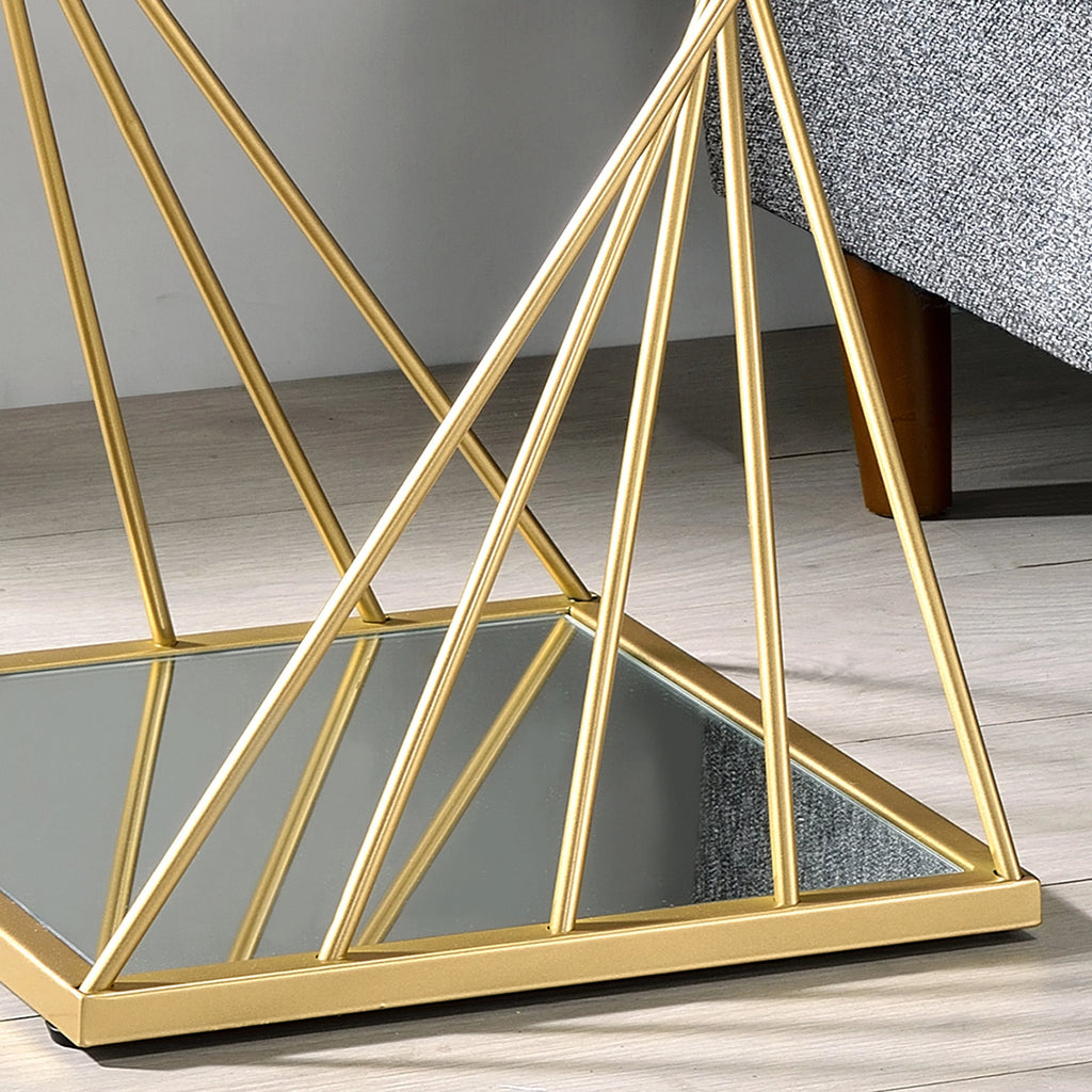 Gold 16-inch Glass 1-Shelf Side Table C68977