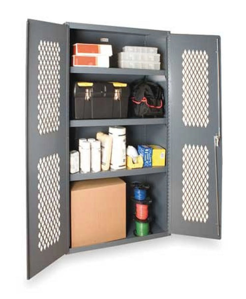 14 Gauge Lockable Cabinet with 3 Adjustable Shelves, Gray D306