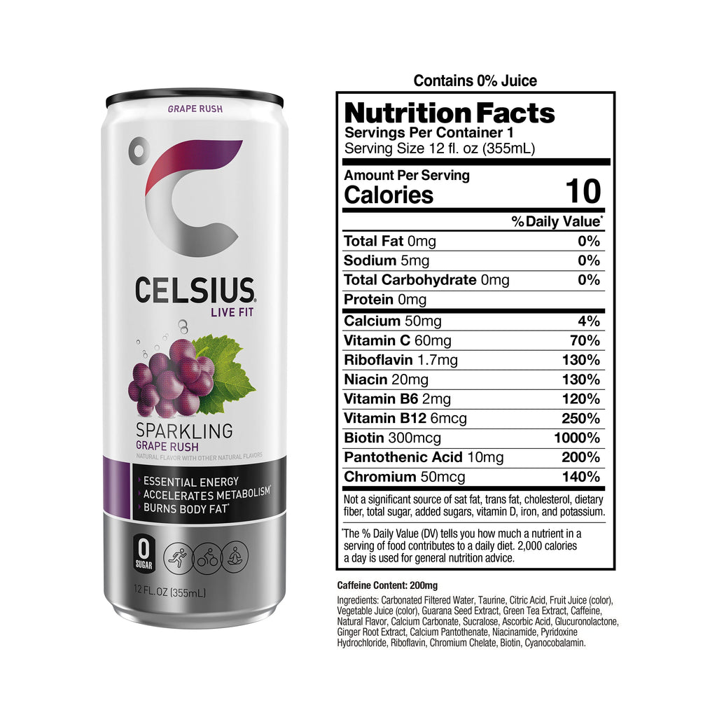Sparkling Grape Energy Drink 12 fl oz Can Pack of 12 B849938