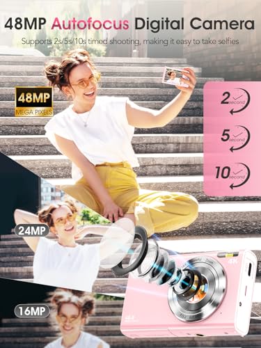 4K 48MP Compact Point and Shoot Digital Camera with 32GB Card W2530