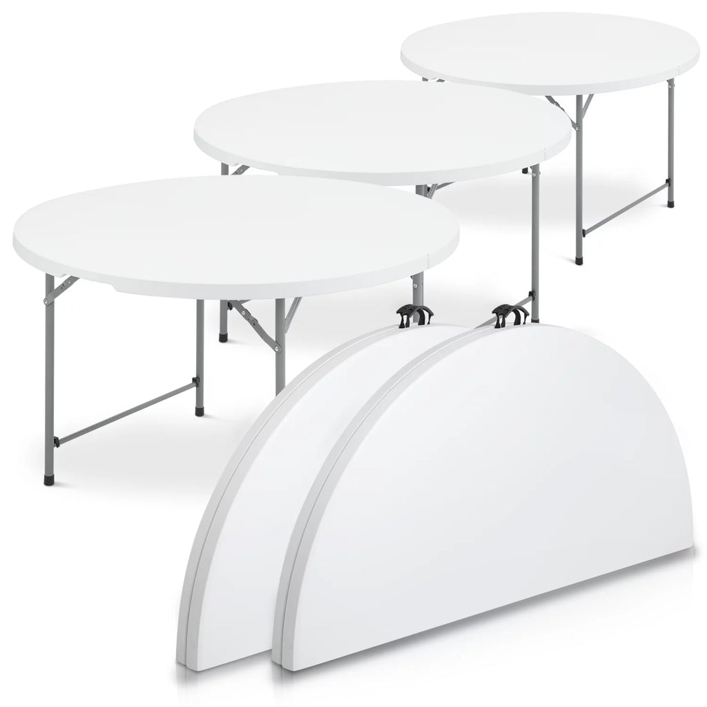 4Ft White Plastic Foldable Table Set of 5 B80418