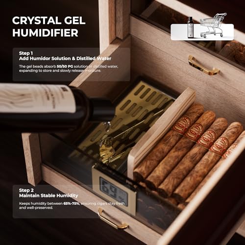Cigar Cabinet Humidor with Accessory Drawer, Crystal Humidifiers, Lock & Keys and Spanish Cedar Lining T53557