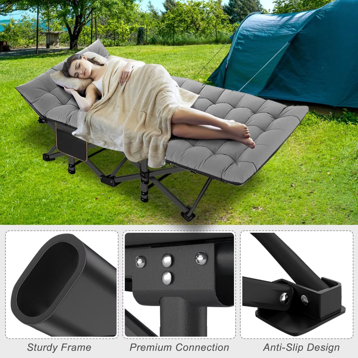 2 Pack Oversized Portable Folding Bed with Mattress and Carry Bag T881926