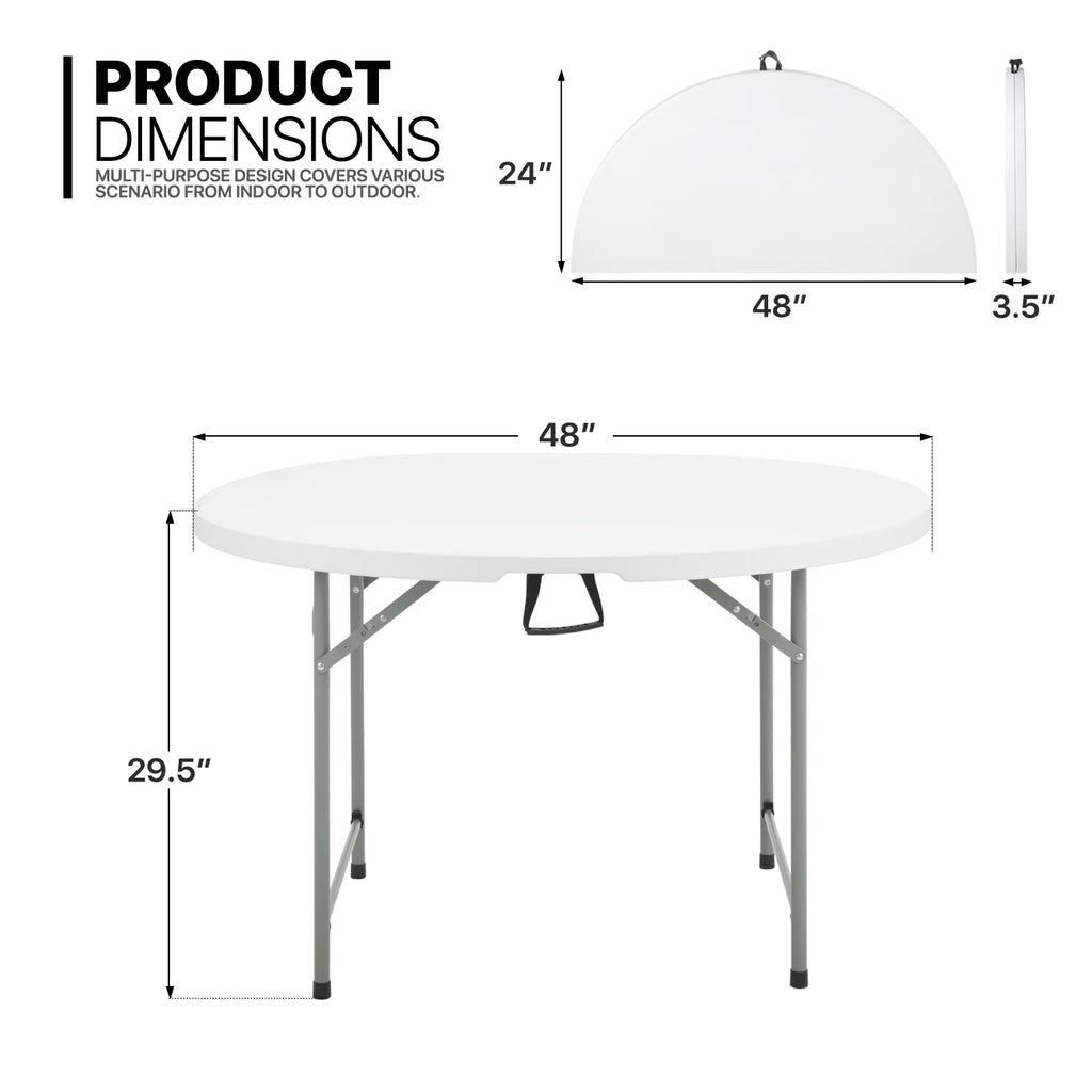 4Ft White Plastic Foldable Table Set of 5 B80418