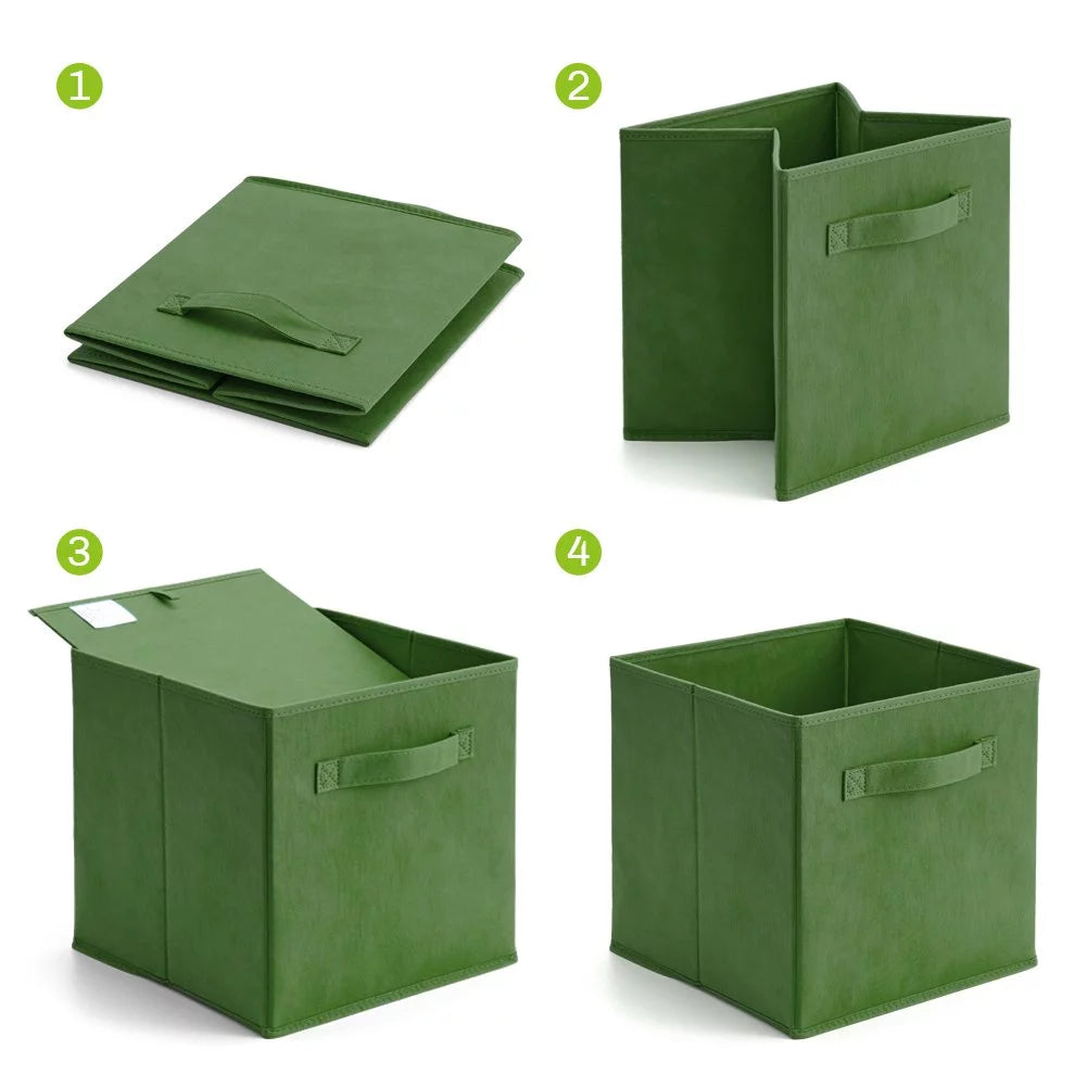 Set of 4 Foldable Fabric Storage Baskets O112635
