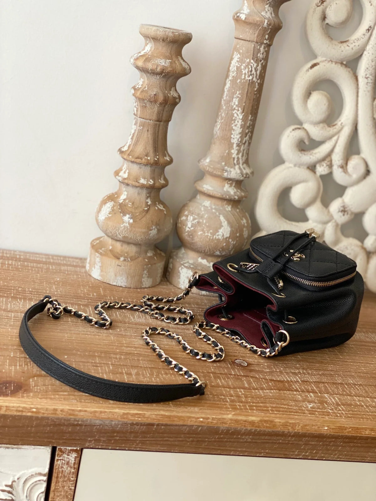 Black Mini Bucket Bag With Strap I963814