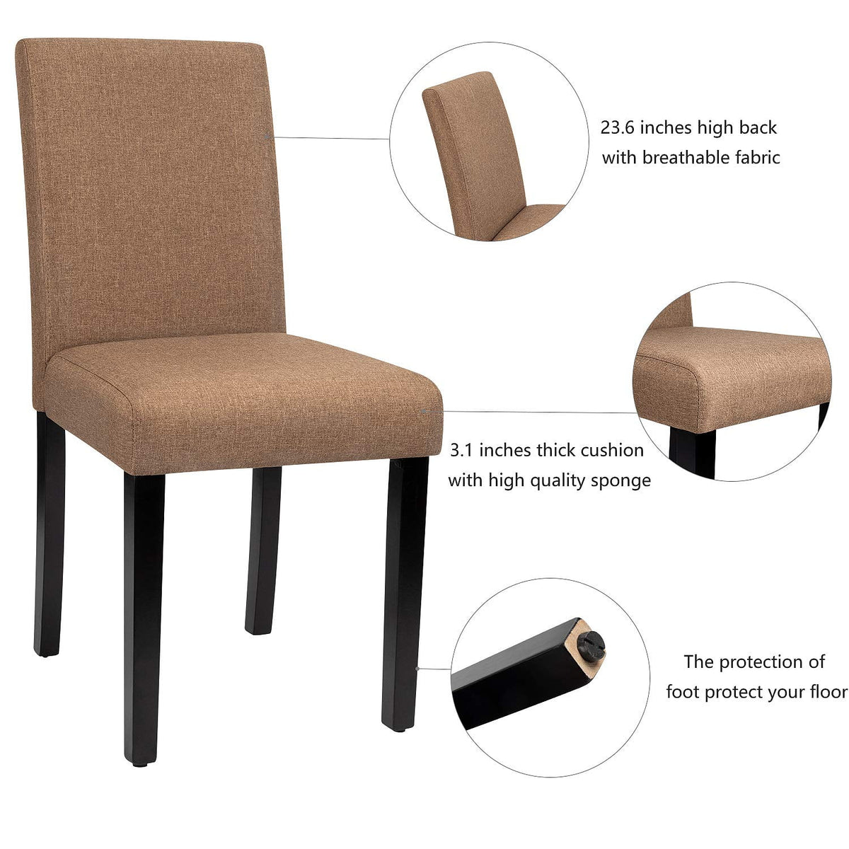 Set of 4 Upholstered Dining Chairs with Wood Legs V100