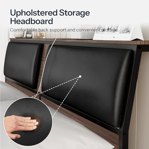 King Size Upholstered Headboard with Charging Station S458142