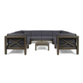 Acacia Wood 8 Seater Sectional Sofa Chat Set with Cushions E5697