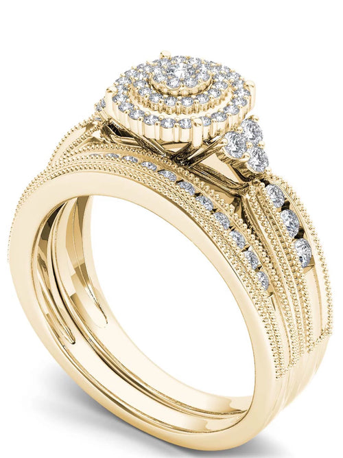 1/2Ct TDW Diamond 14k Yellow Gold Bridal Set D1853