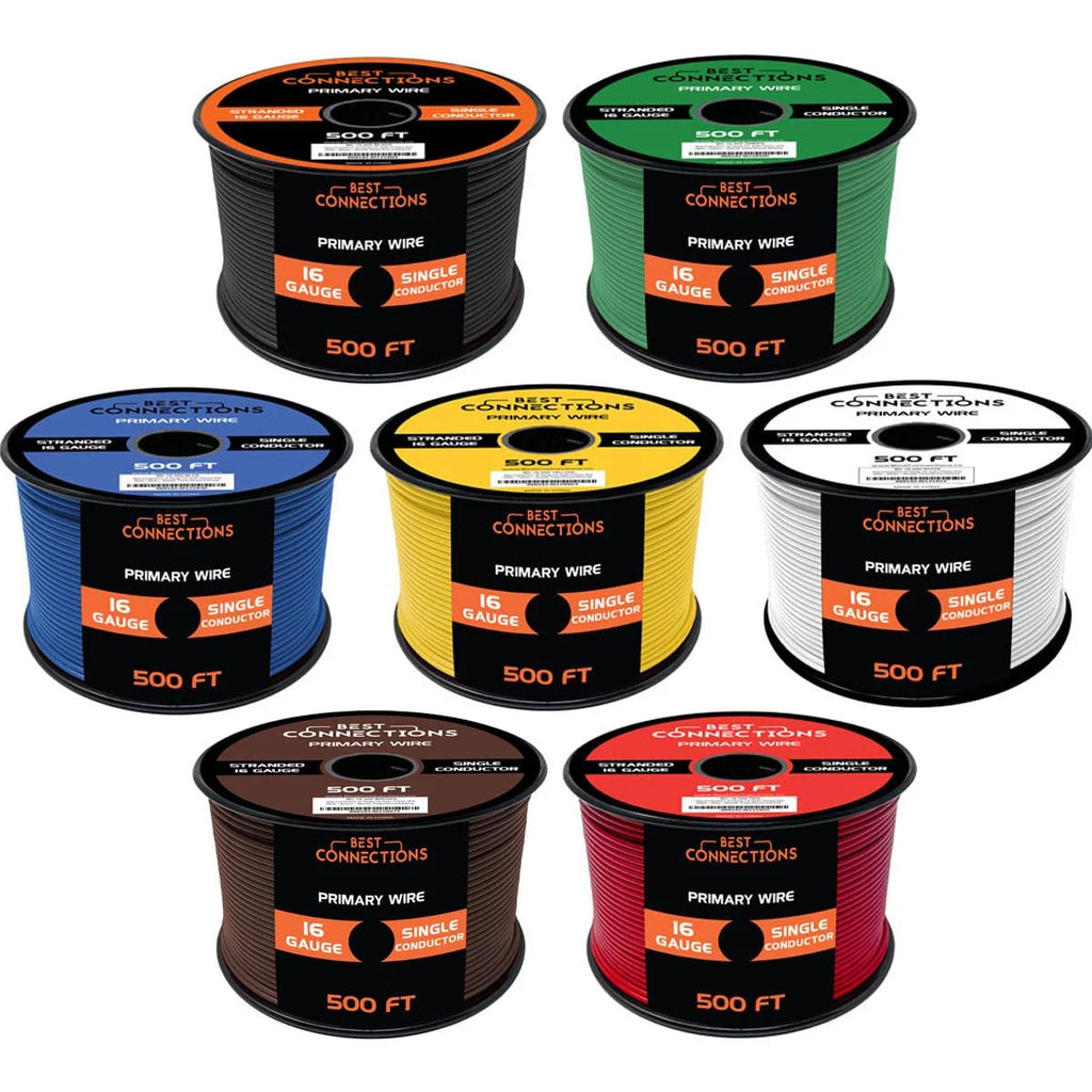 16 Gauge Automotive Primary Wire 500ft 7 Color Bundle Set J929