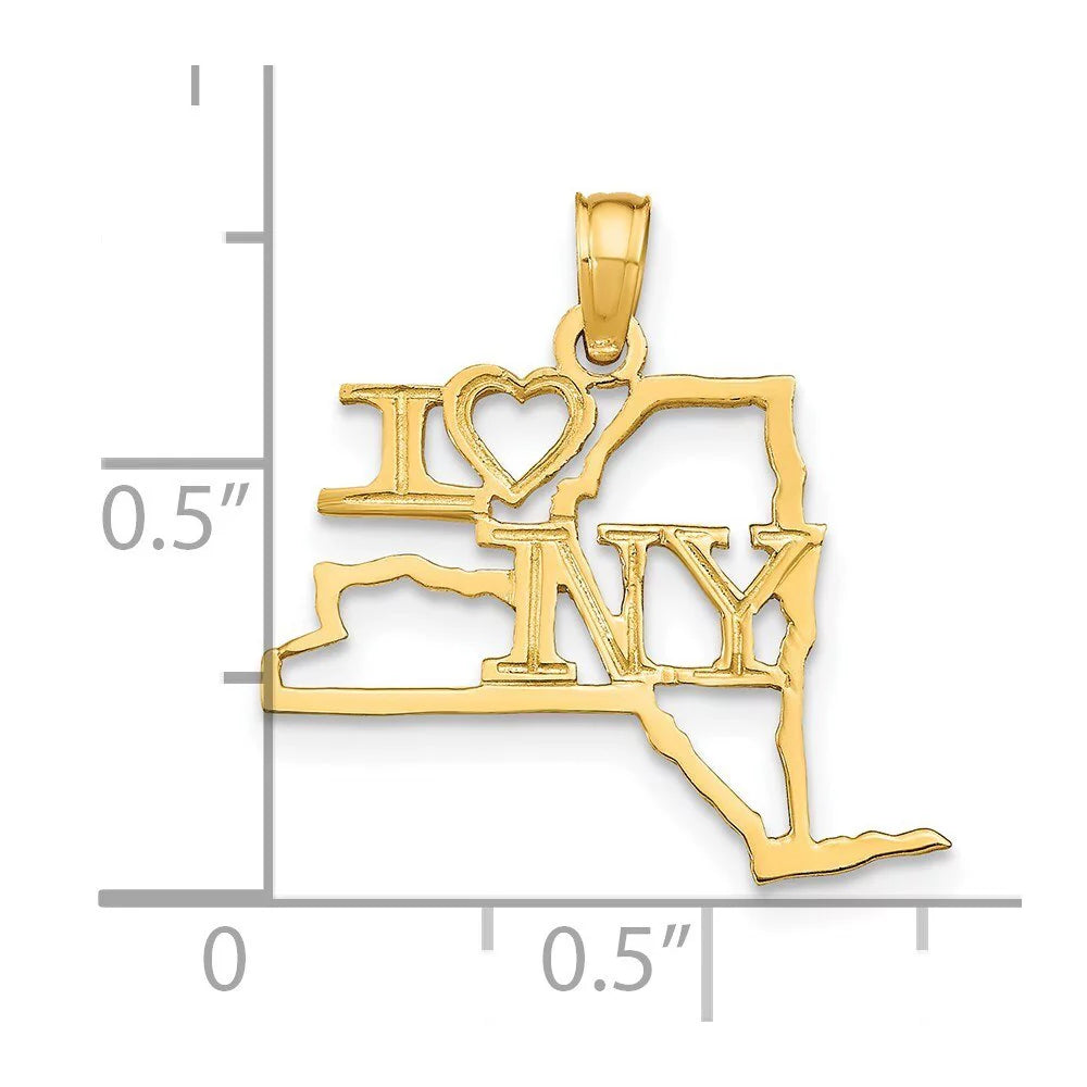 14k Yellow Gold New York State Pendant B328
