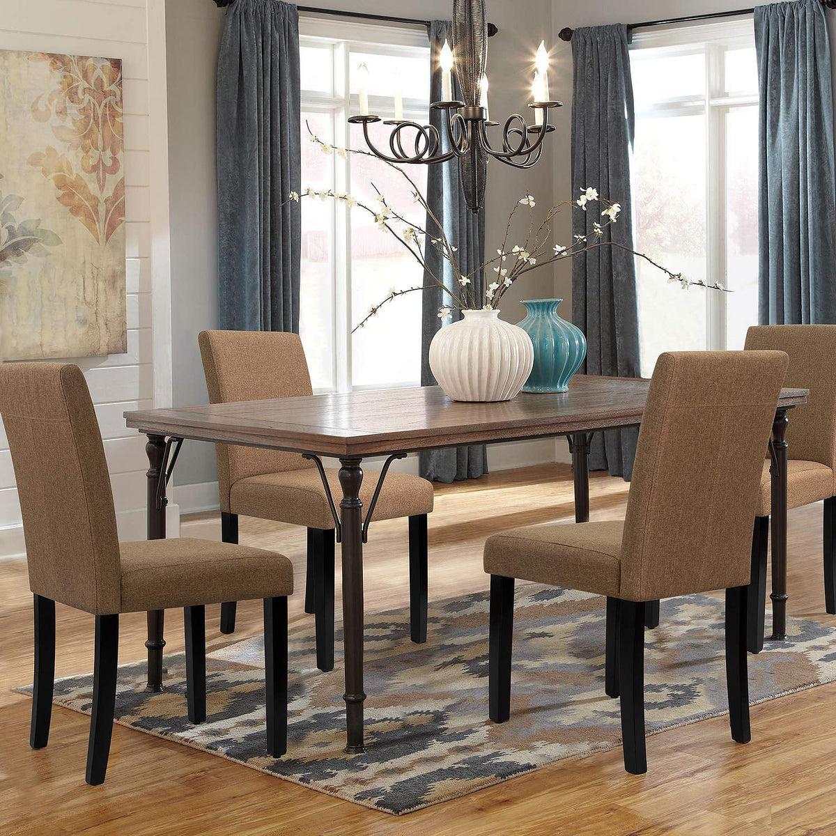 Set of 4 Upholstered Dining Chairs with Wood Legs V100