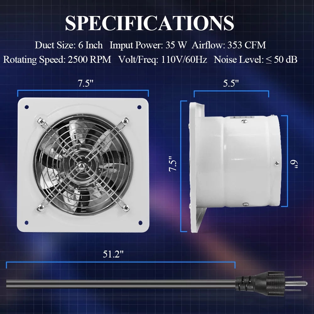6” Wall Mounted Exhaust Fan with Speed Controller K496542