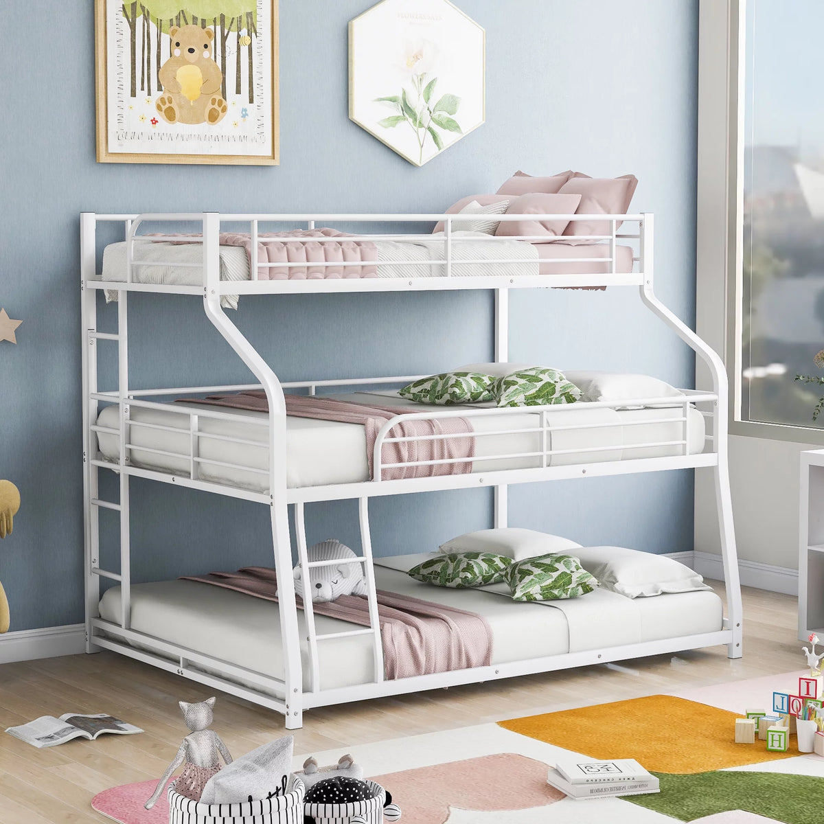 White Triple Bunk Bed H93878