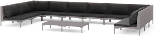 12 Piece Patio Lounge Set with Cushions Poly Rattan Dark Gray E594