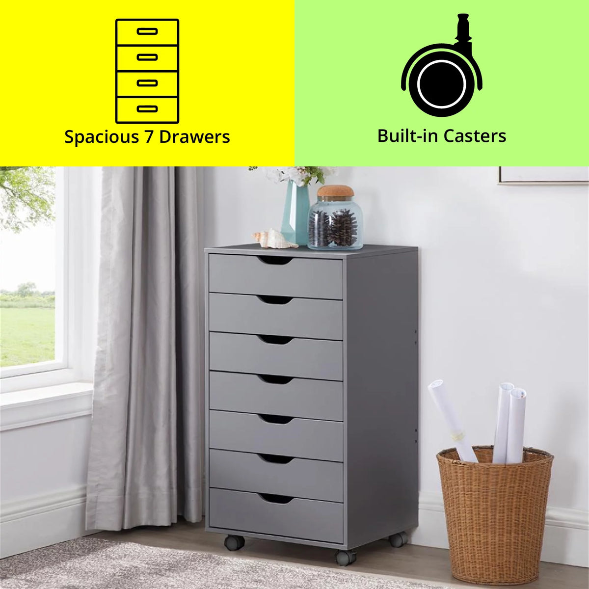 White 7 Drawer Dresser S689